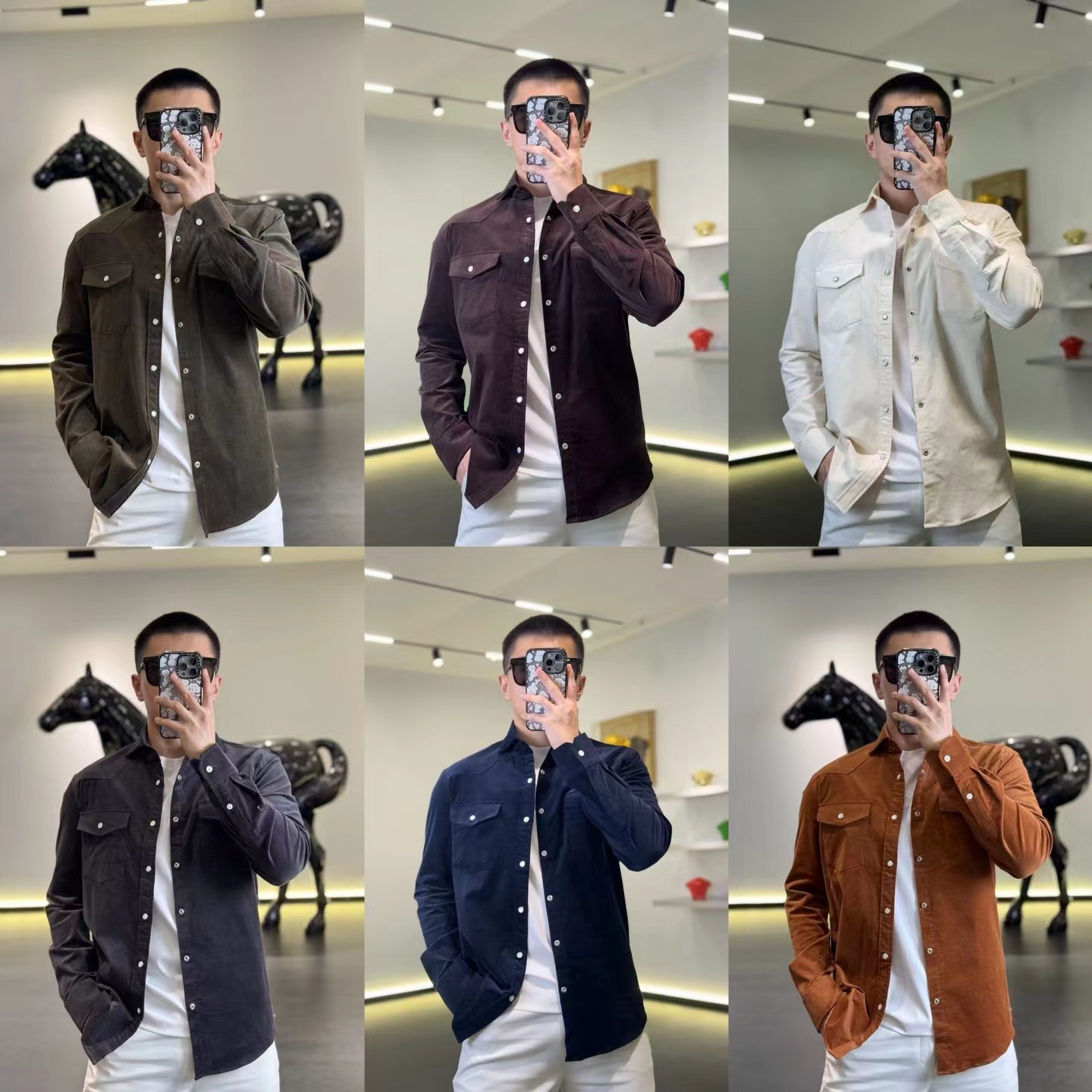 古帝特尼衬衣那不勒斯老钱风男士潮流舒适反绒翻领衬衫DC-111012