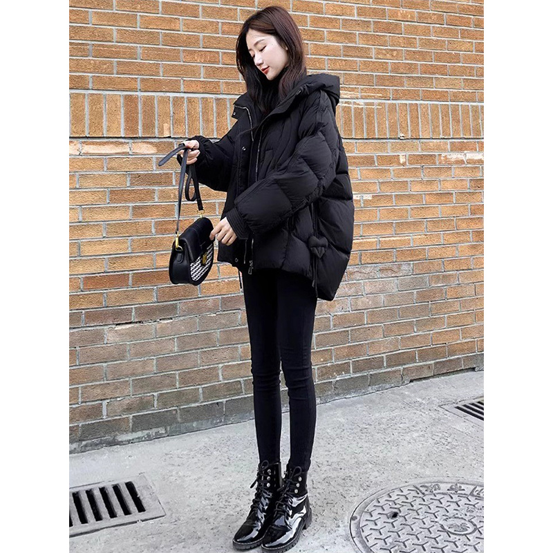 时尚连帽保暖宽松2025年冬季新款女短款显瘦棉服加厚面包服外套