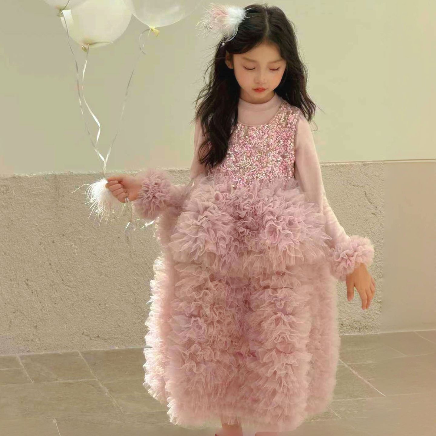 YA'S｜【霓虹甜心】2025秋童装女童亮片生日礼服公主裙背心连衣裙
