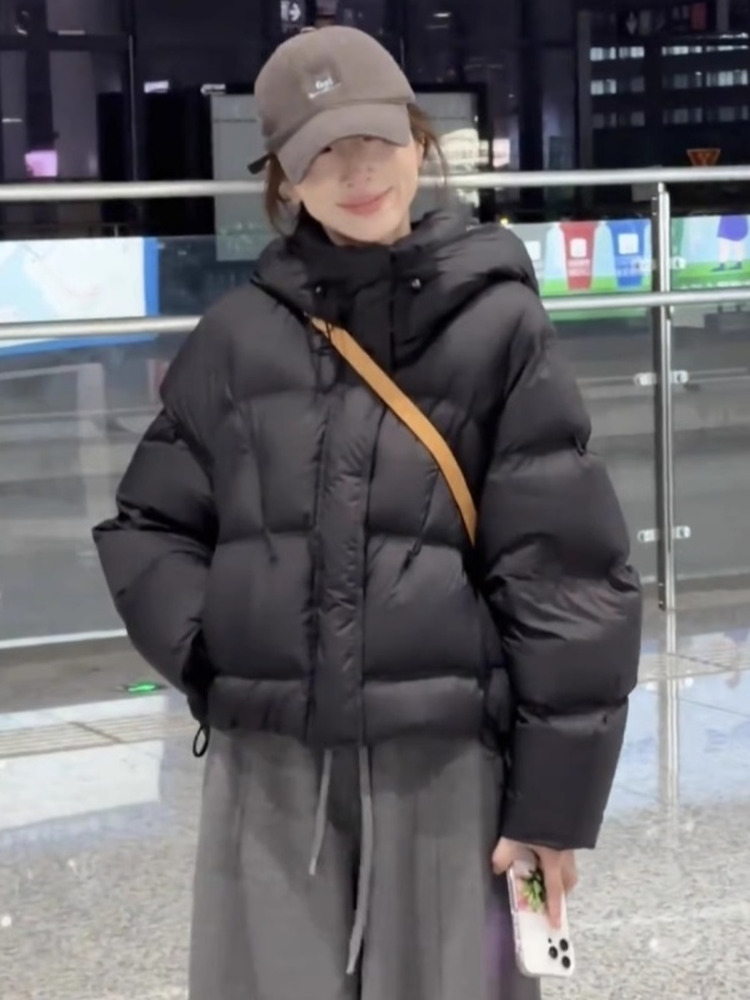 韩系高级感泡芙连帽羽绒服女2025冬季爆款时尚保暖显瘦面包服上衣
