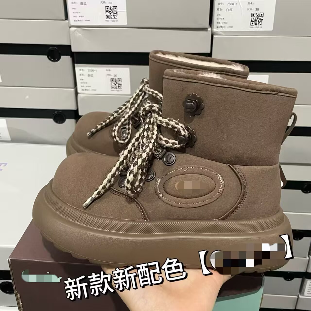 雪地靴女秋冬新款加绒加厚羊毛大头鞋厚底增高防水防滑棉鞋