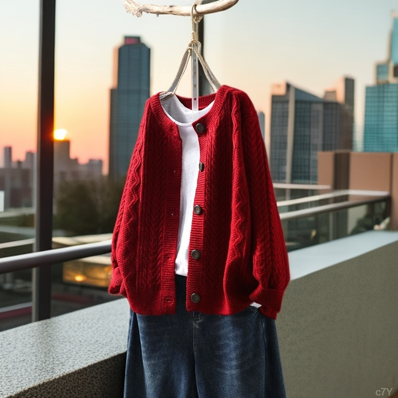 抗起球加厚针织毛衣外套2025秋冬新款慵懒风高级感宽松百搭上衣