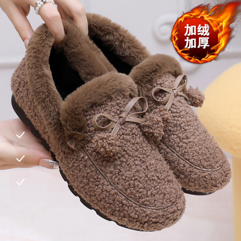 加绒防滑加厚保暖百搭软底外穿秋冬豆豆鞋2023年冬季新款韩版成年