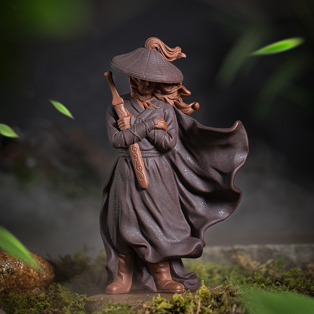 江湖侠客陶瓷摆件禅意古风人物工艺品家居博古架景观造景装饰摆设