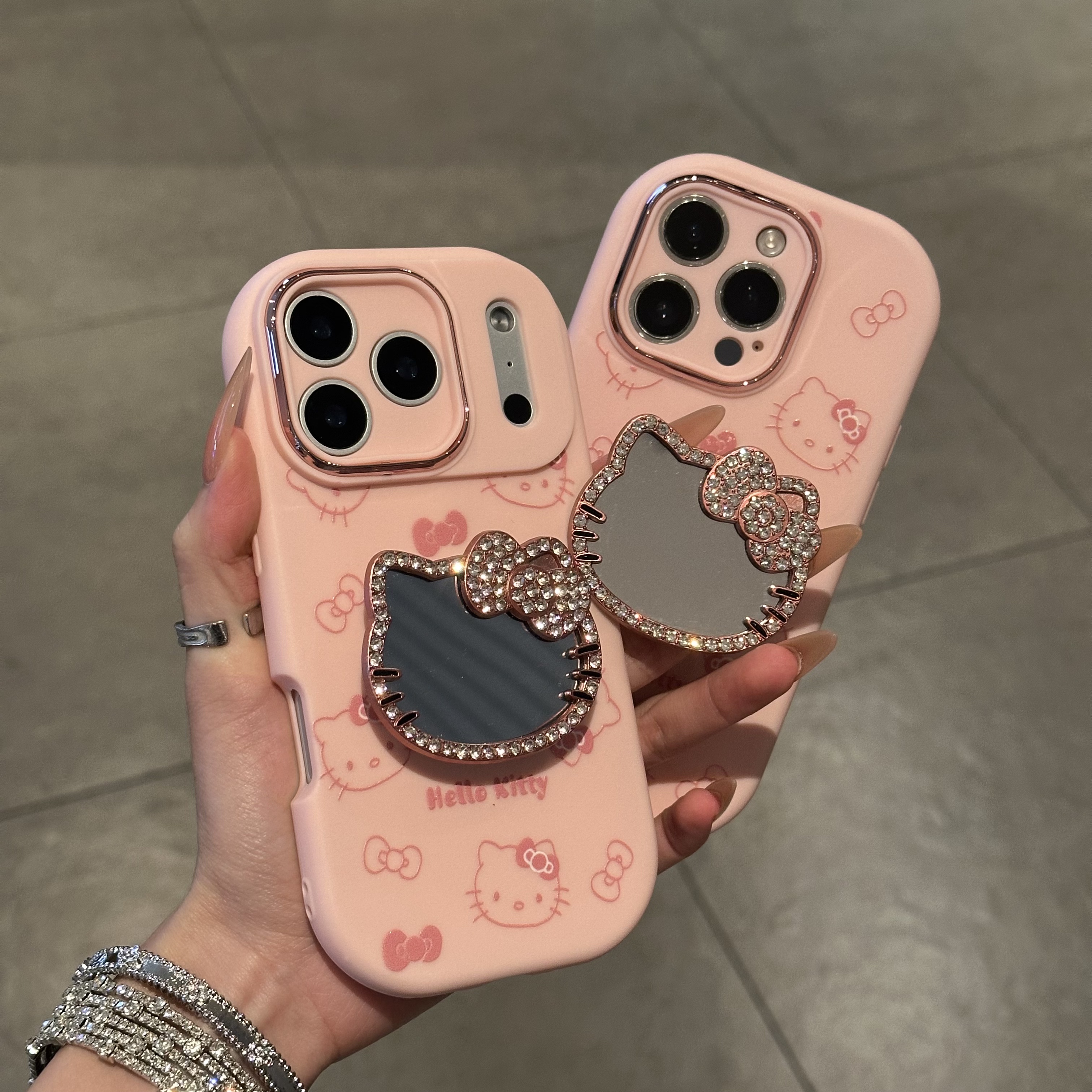 欧克里里乖萌kitty镜子支架适用苹果17/16手机壳华为vivo小米oppo