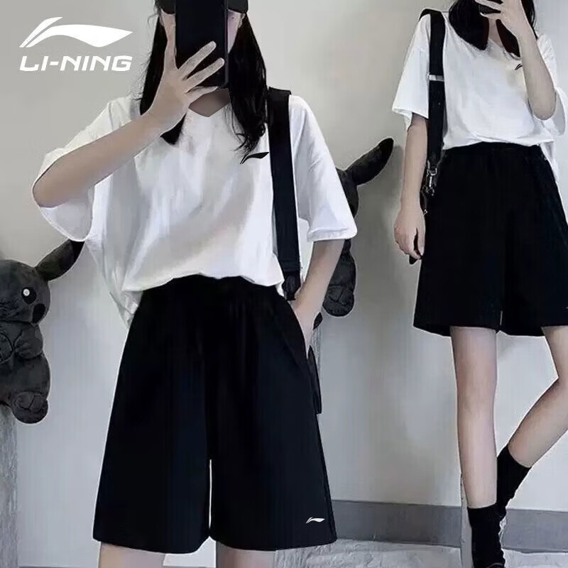 李宁跑步运动套装男女同款两件套2025春夏季新品短裤短袖运动服