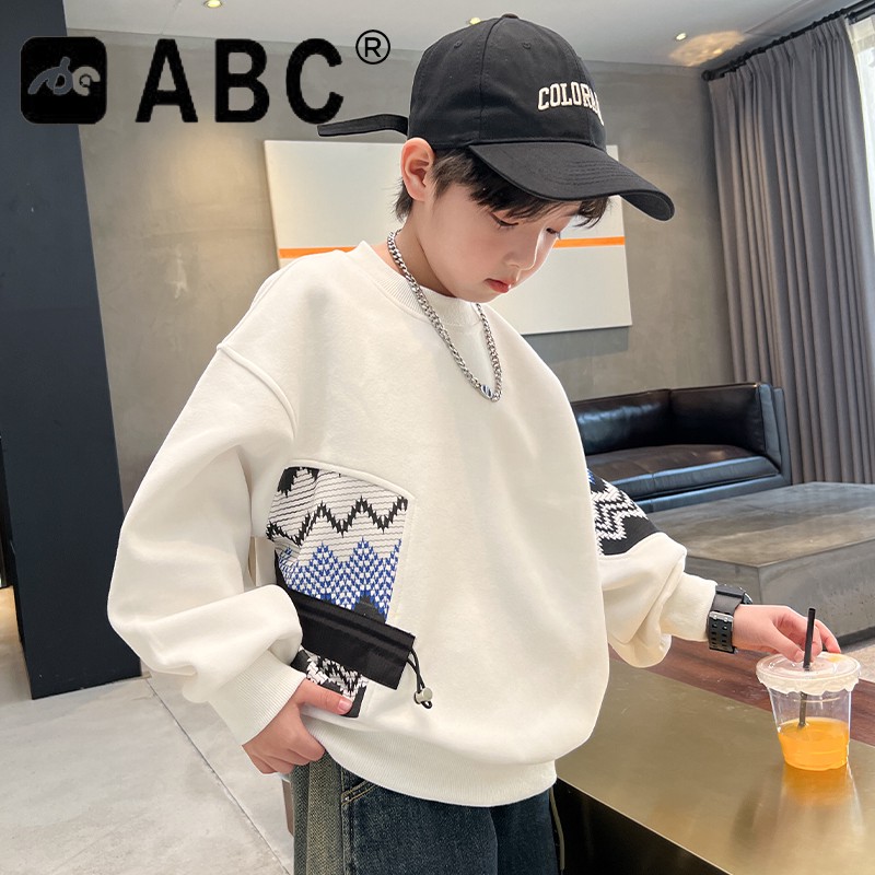 ABC男童卫衣春秋款新款儿童春装潮牌上衣中大童春季衣服帅气时髦