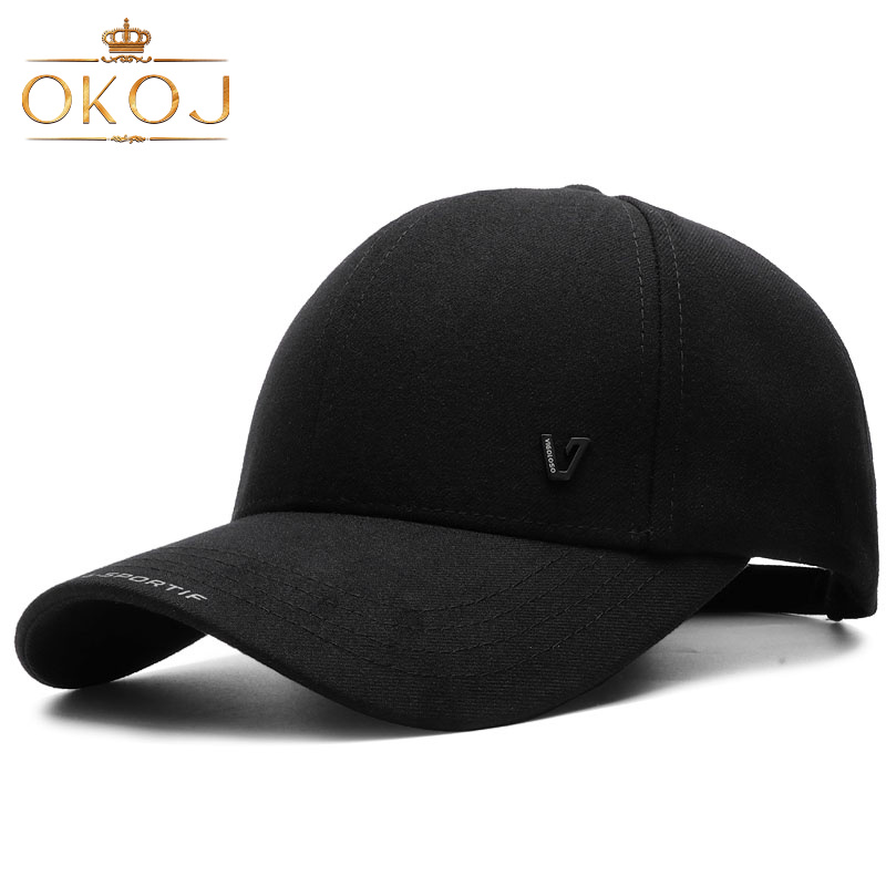 OKOJ户外休闲棒球帽男宽檐加厚保暖透气秋季新款帽子时尚鸭舌帽