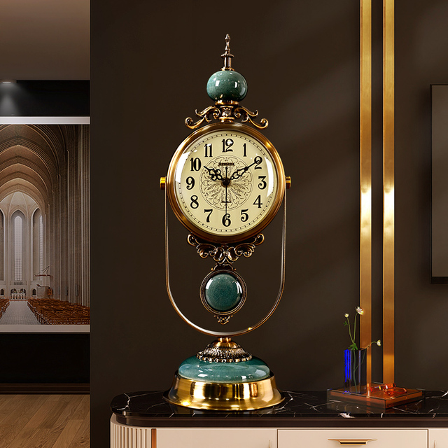 欧式复古座钟客厅时钟2025新款美式摆件台式钟表装饰摆钟老式台钟