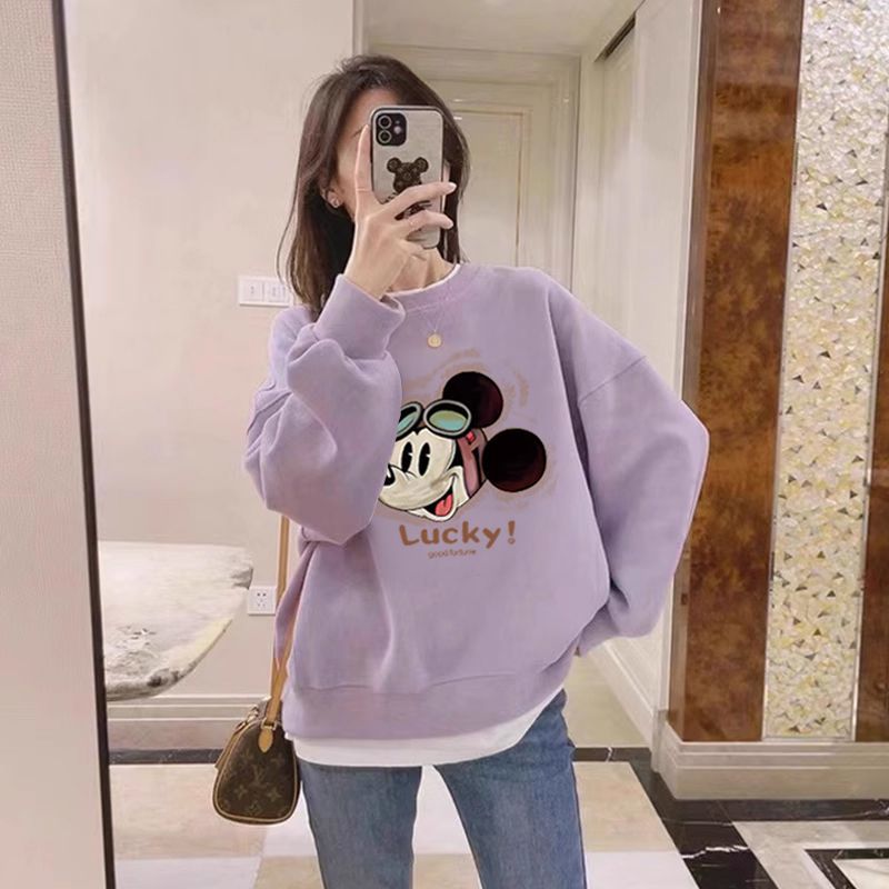 2025秋冬季圆领卫衣女士新款时尚欧货宽松休闲套头长袖纯棉上衣潮