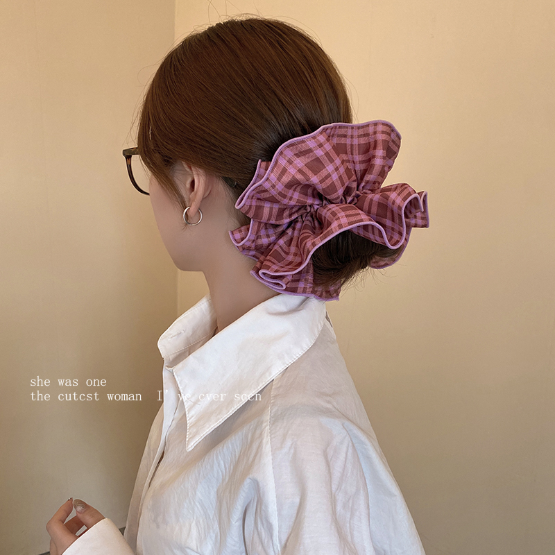 赵露思同款格子大肠发圈女韩系高级感扎头发大号头绳2025新款头花