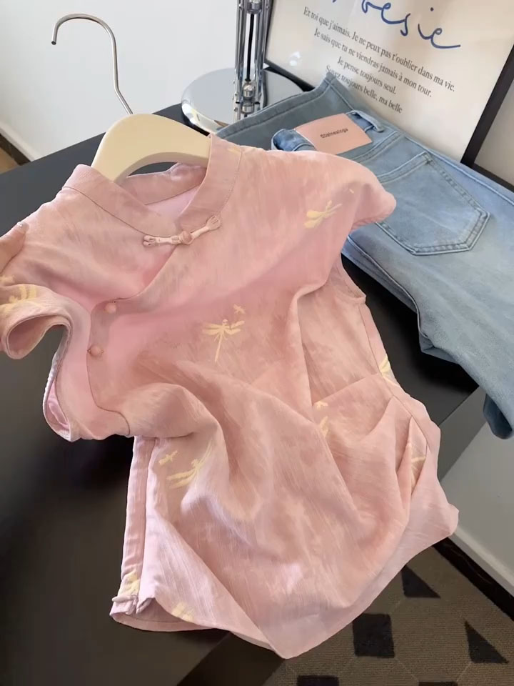 新中式粉色斜襟无袖上衣女2025夏季新款甜美减龄气质国风背心