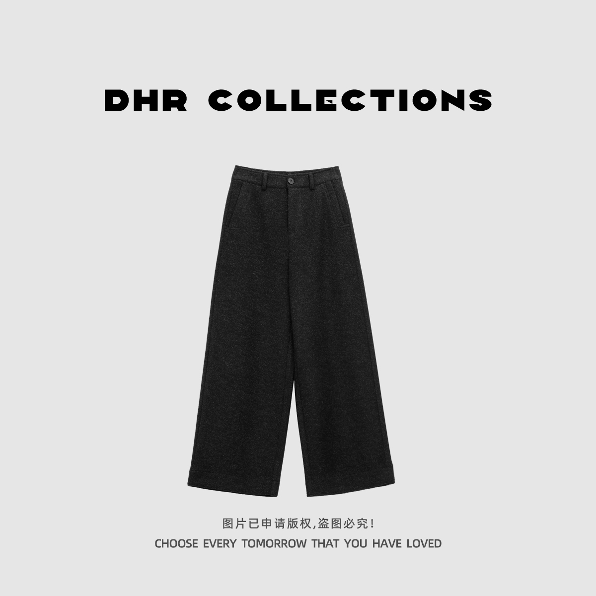 豆豆1【羊毛九分裤】极简风纯色中高腰复古百搭休闲裤女-806825QK