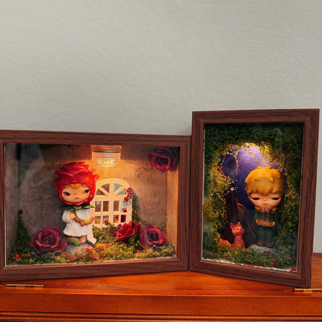 小野盲盒展示架玫瑰透明手办收纳盒diy场景立体中空相框