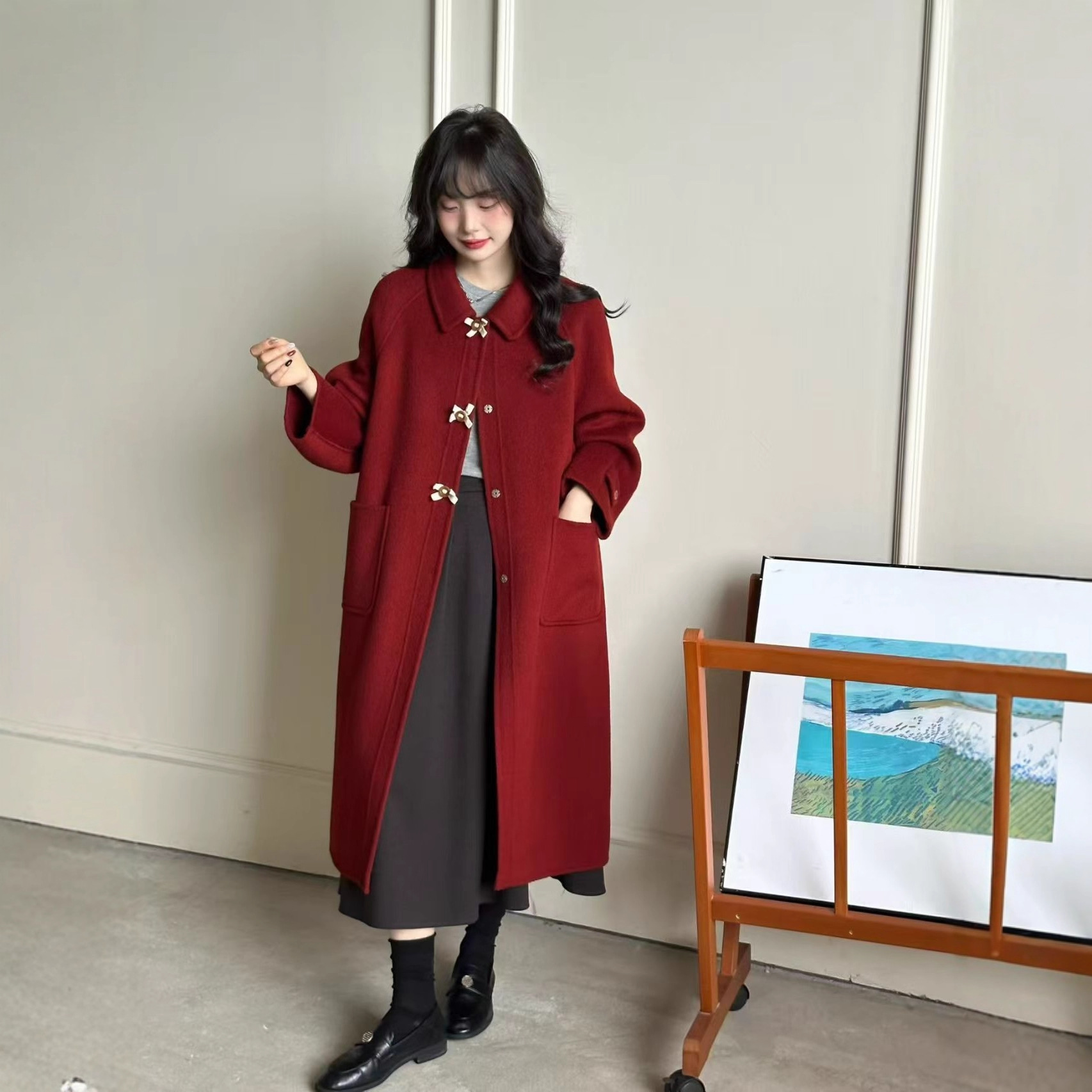 高端双面呢大衣女2025秋冬气质韩版宽松洋气长款高级感毛呢外套