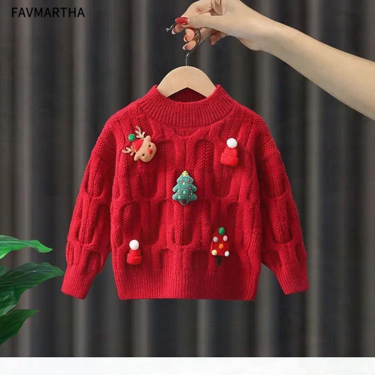 女童韩版毛衣秋冬2025新款洋气儿童冬装女宝宝圣诞款针织打底毛衣