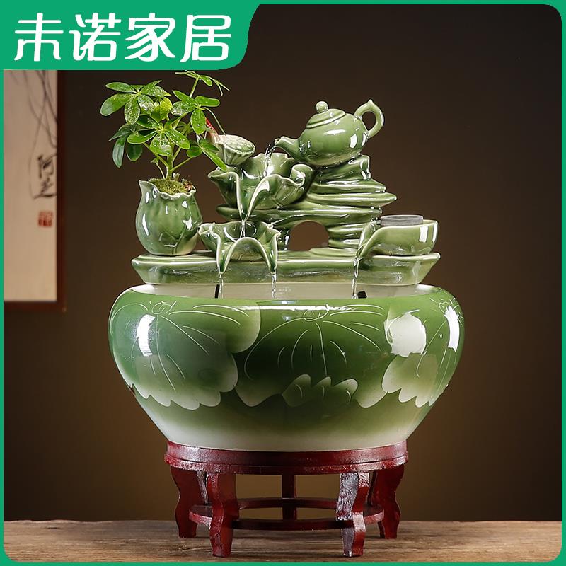 流水生财摆件循环水喷泉景观创意办公室客厅桌面招财家居装饰礼品