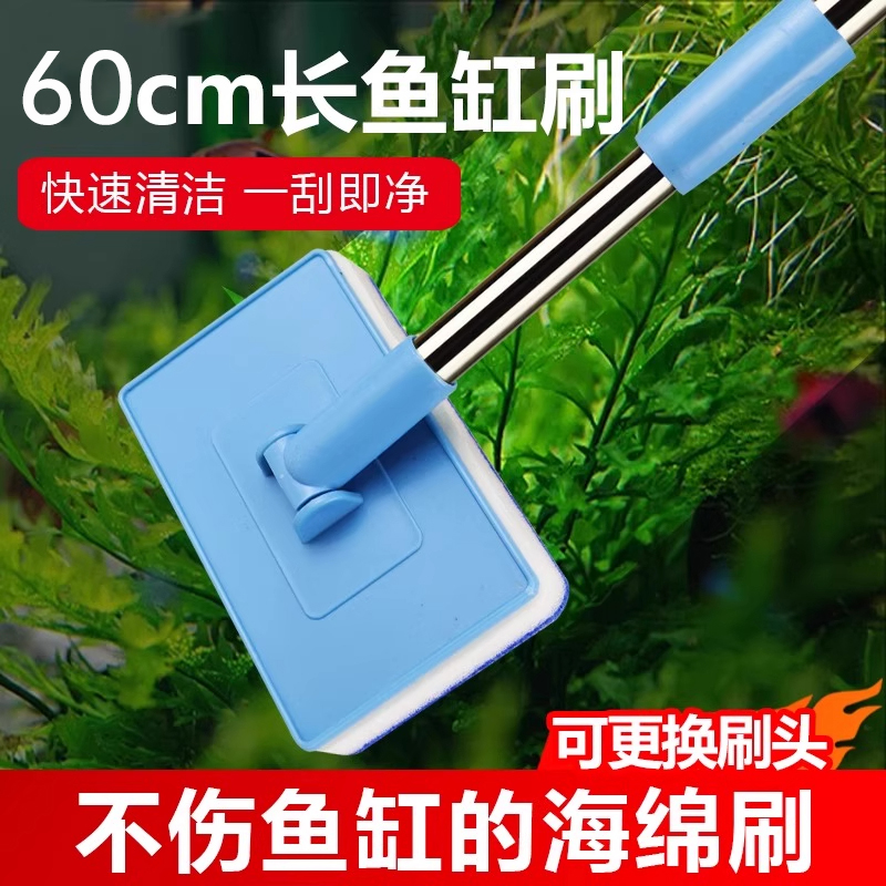 鱼缸刷子清洁长柄死角清洗神器清理工具内壁除藻擦鱼缸刷刮藻刀