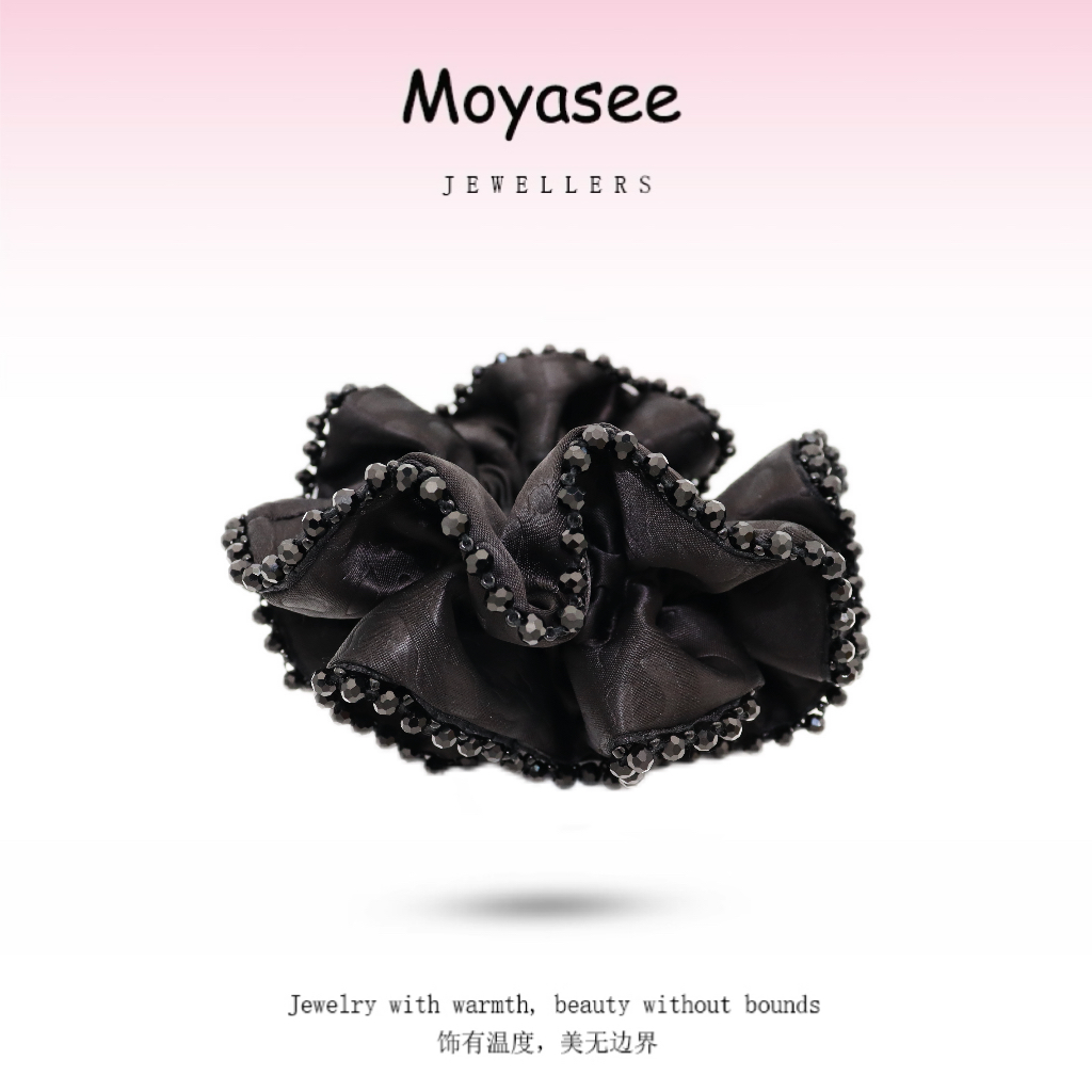 【现货专区】超高品质缎面印花手工串珠高级感发圈MY562