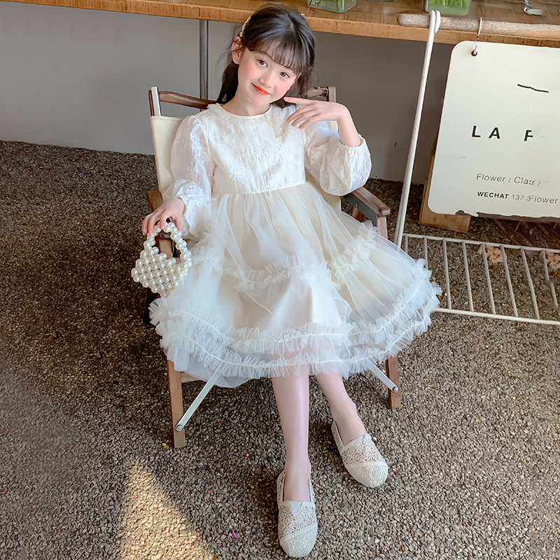 女童春装连衣裙儿童装2025新款中大童洋气时髦小女孩网纱公主裙潮