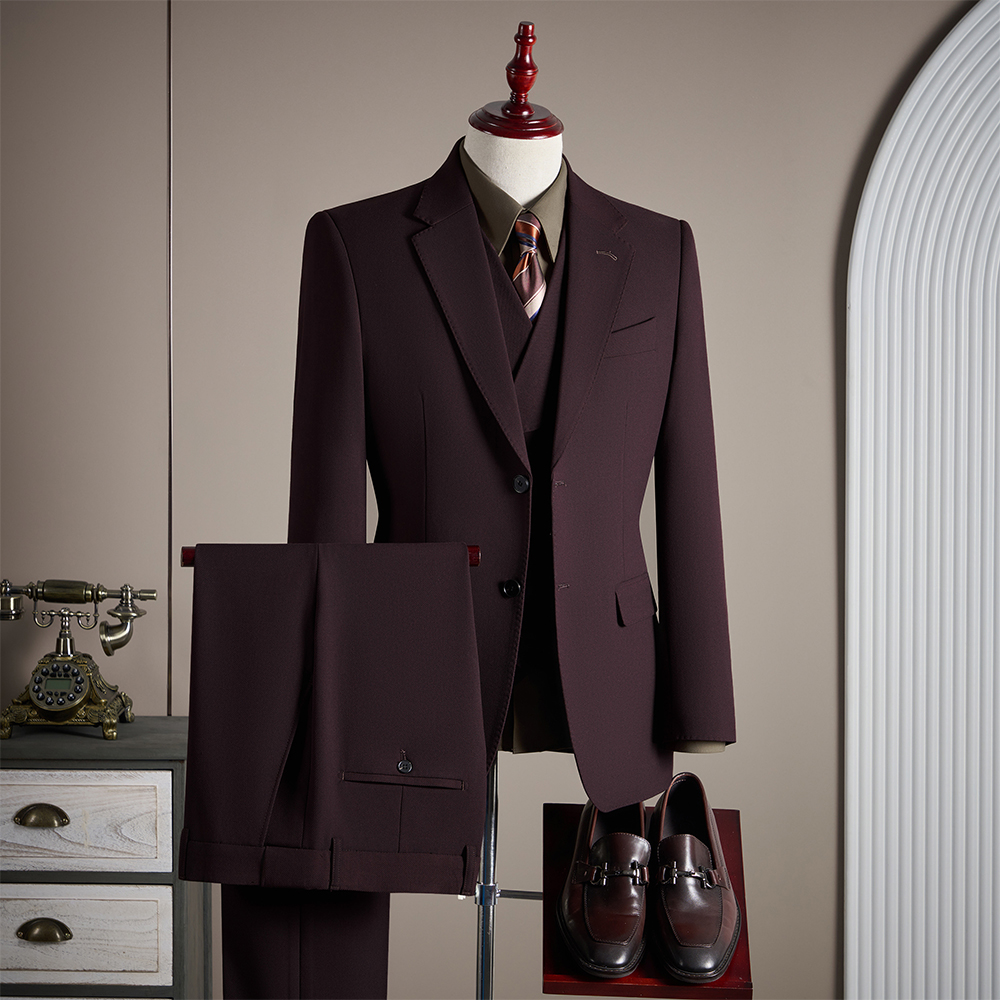 TUCANO/啄木鳥绵羊毛莱塞尔天丝高定意式西服套装男新郎结婚礼服