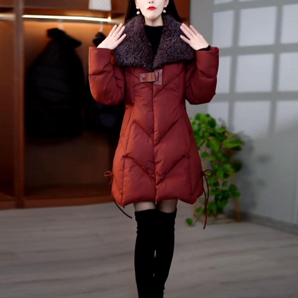 时尚五防免洗加厚保暖羽绒服2025冬季新款女士宽松遮肉白鸭绒外套