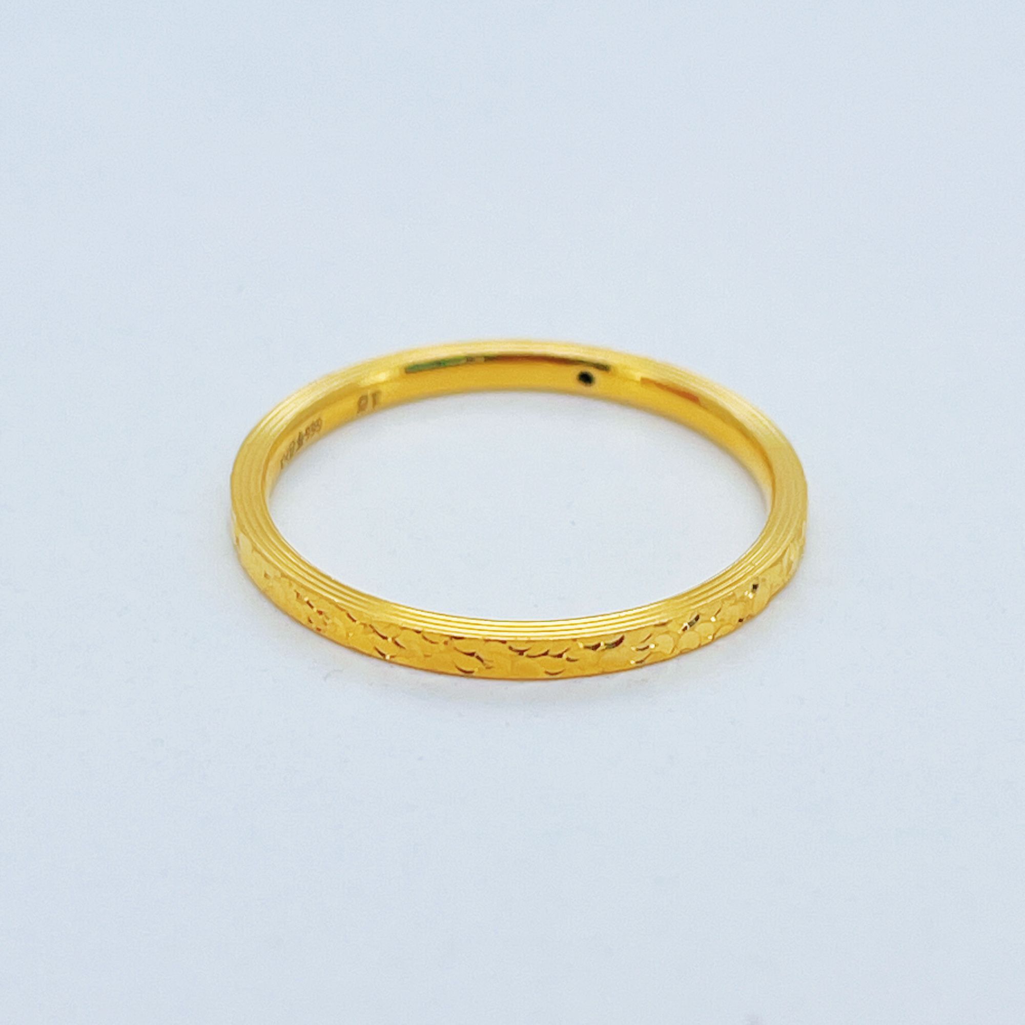 足金999黄金碎金金碎冰冰条纹金戒指5D