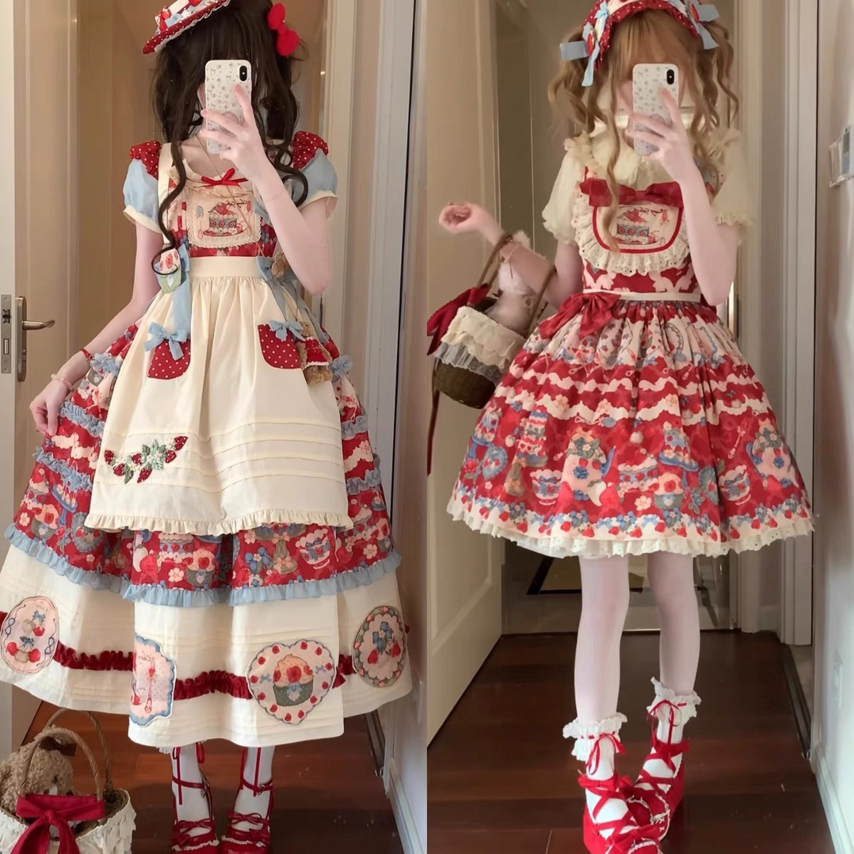 【草莓塔塔】现货秒发 蔷薇絮语草莓印花op洛丽塔夏季lolita