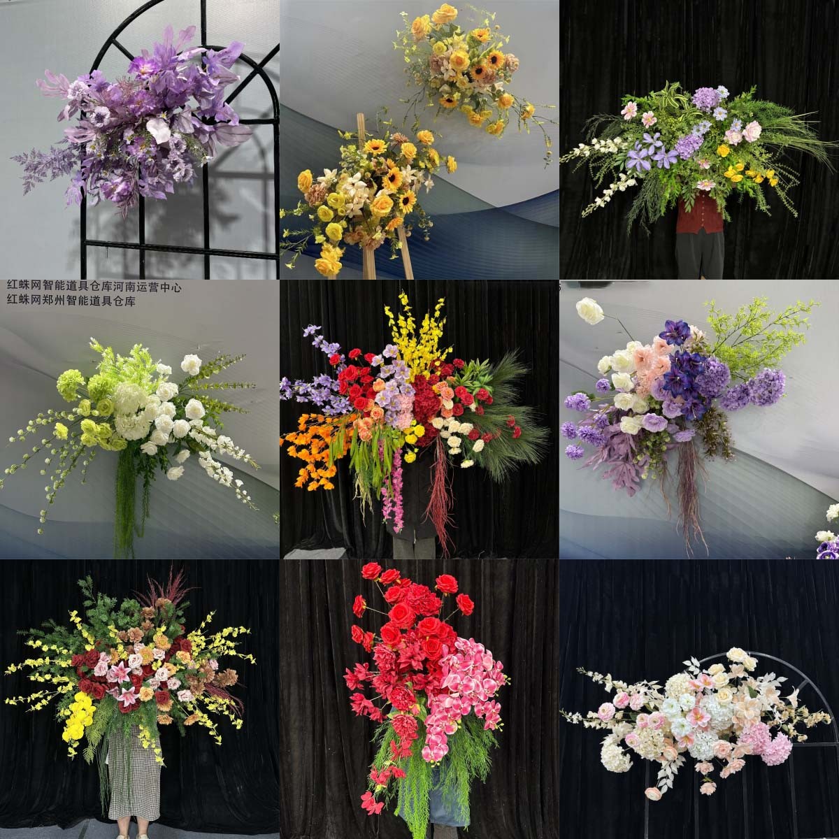 挂花仿真花婚礼堂布置婚宴现场背景墙装饰场景搭配造型逼真橱窗花