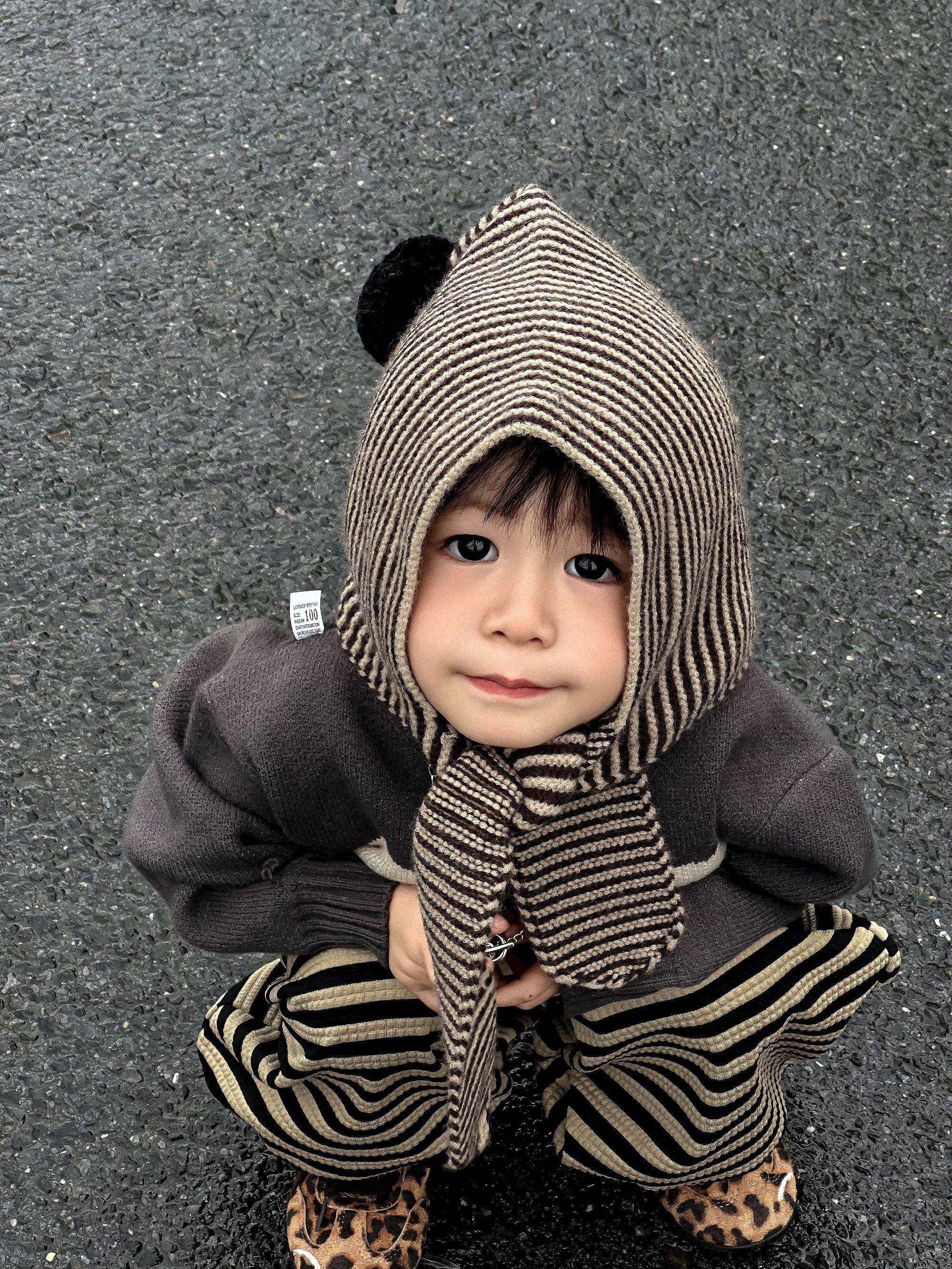 秋冬季男童女童儿童帽子围巾一体帽针织帽毛线帽护耳帽宝宝保暖帽