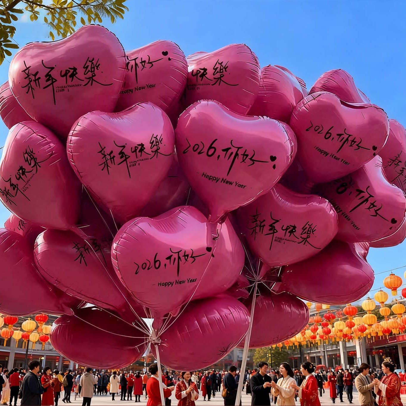 【马上有钱】2026可飘空爱心跨年气球元旦跨年夜商场浪漫氛围汽球