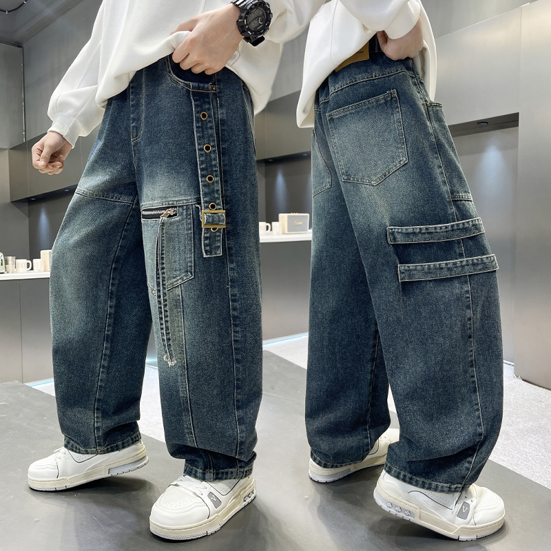 男童秋季牛仔裤2025秋款潮童牛仔裤中大童秋款宽松百搭洋气裤