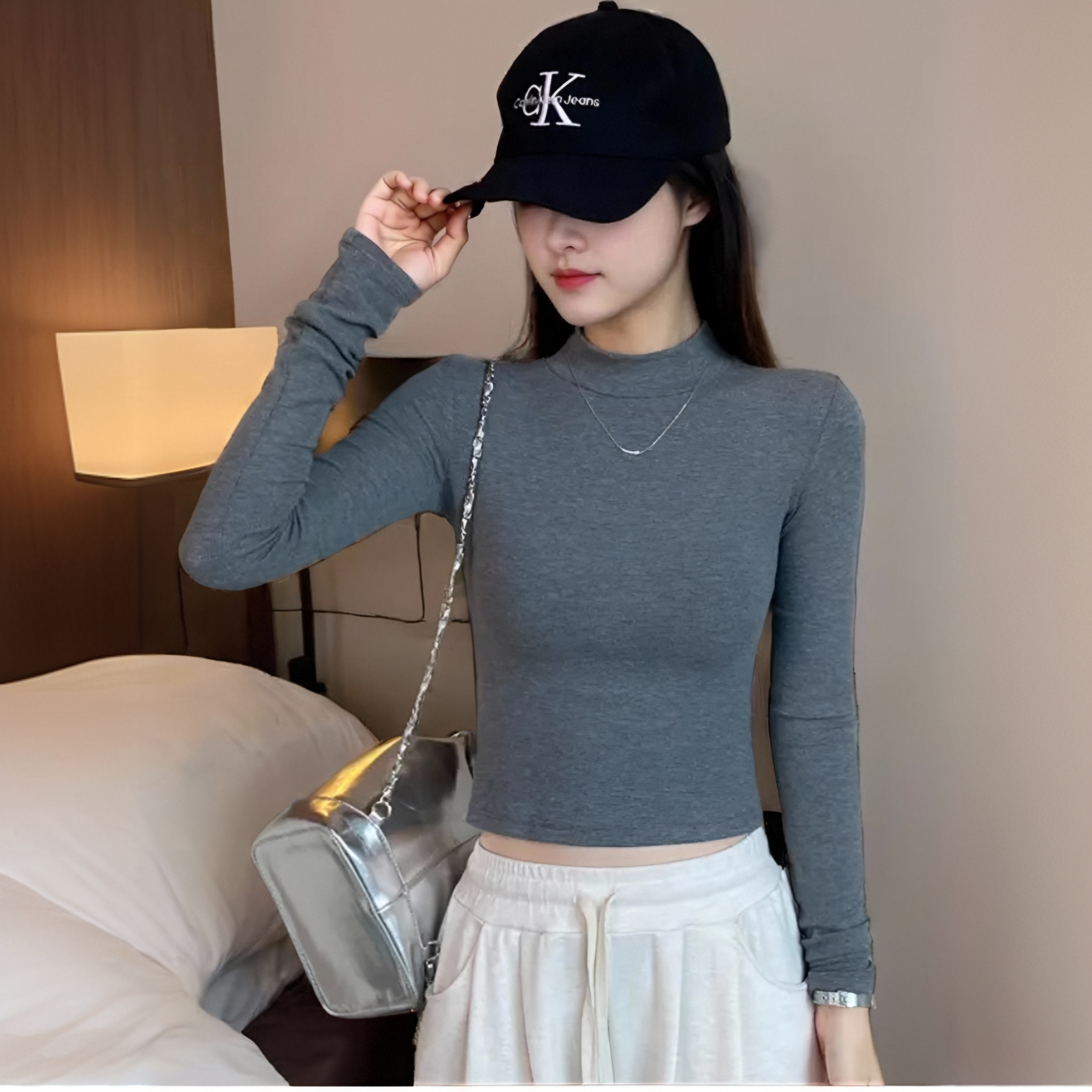 秋冬黑色半高领加绒双面绒打底衫显瘦内搭洋气长袖女短款紧身上衣