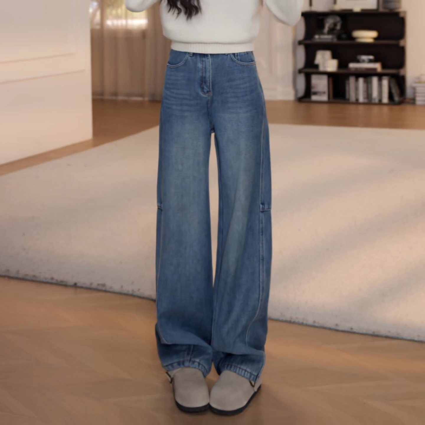 【YANYAN】加绒加厚小红帽牛仔裤休闲裤女小个子直筒长裤YY-5663