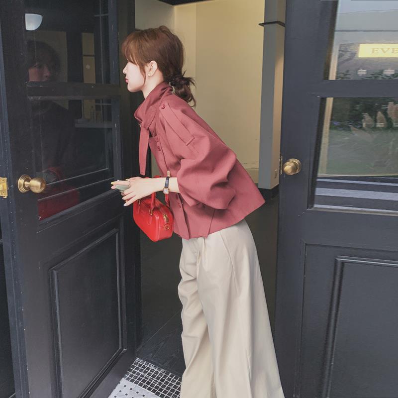 安可拉红短款风衣外套女2025新款初春小个子韩系简约休闲减龄上衣