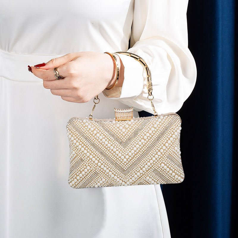 喜婆婆新娘结婚包手拿包时尚镶钻珍珠宴会手提小包名媛礼服旗袍包