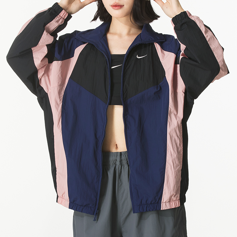 Nike耐克女子外套2025秋季新款拼接透气立领茄克教练夹克HV4030
