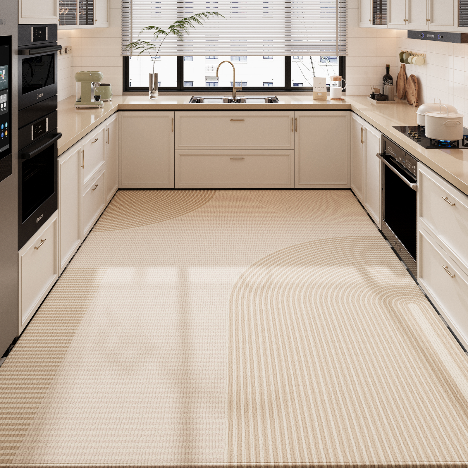 忘忧虫简约厨房地垫防水防油脚垫家用高级免洗耐脏防滑垫全铺地毯