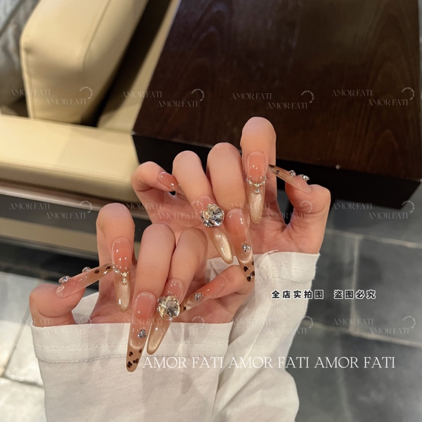 【原野焦糖】早秋豹纹显白猫眼纯手工穿戴甲