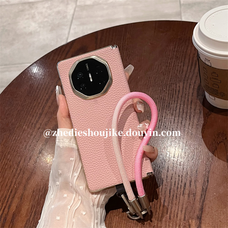 适用华为matex6折叠典藏版手机壳matex5高档真皮挂绳铰链全包保护