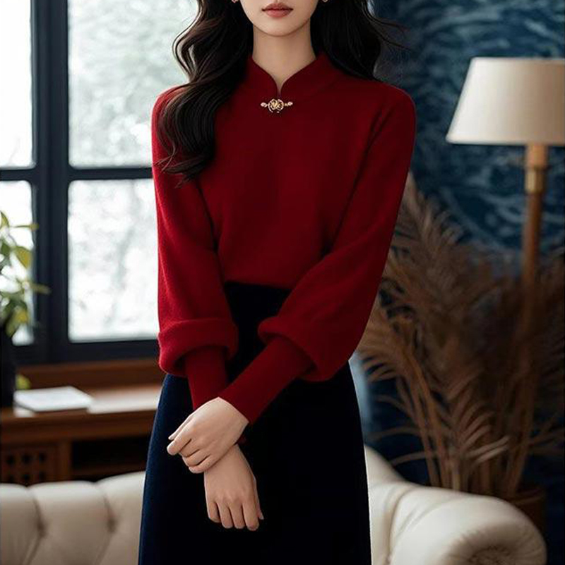 2025年秋季新款小个子纯色系针织衫女士高级感百搭洋气长袖上衣潮