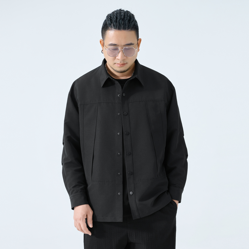 半墨大码男装工装夹克男款宽松加肥加大长袖外套胖子春秋季3245