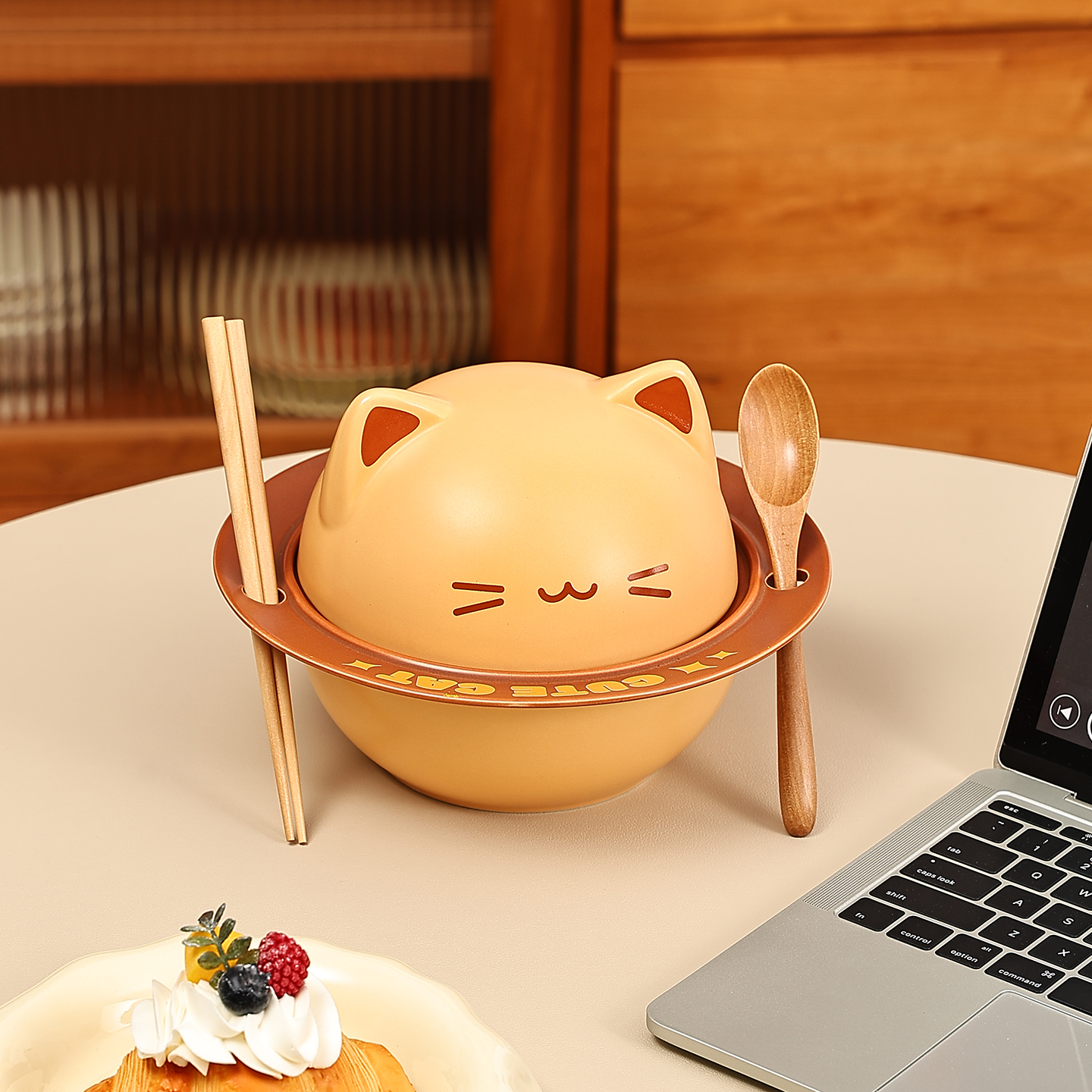 星球猫咪泡面碗带盖碗女生高颜值可爱餐具吃泡面专用碗宿舍用学生