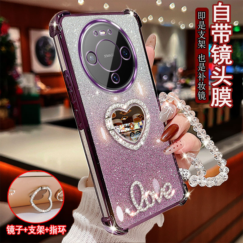 适用华为mate80手机壳VYG-AL00指环支架四角气囊防摔套镜头全包边