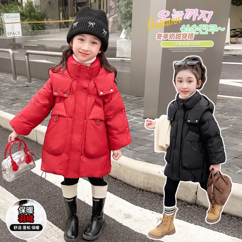 巴拉开门红女童羽绒服冬季2026新款洋气女宝优男童石女童渐变保暖