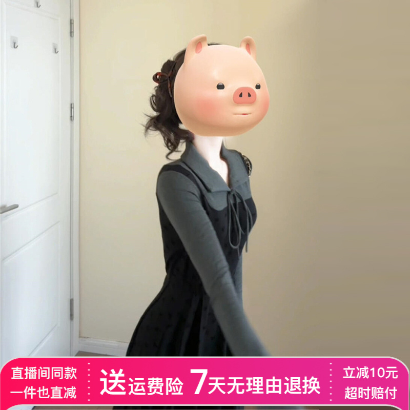 高级感法式假两件针织连衣裙子女秋冬2025新款配大衣内搭打底长裙