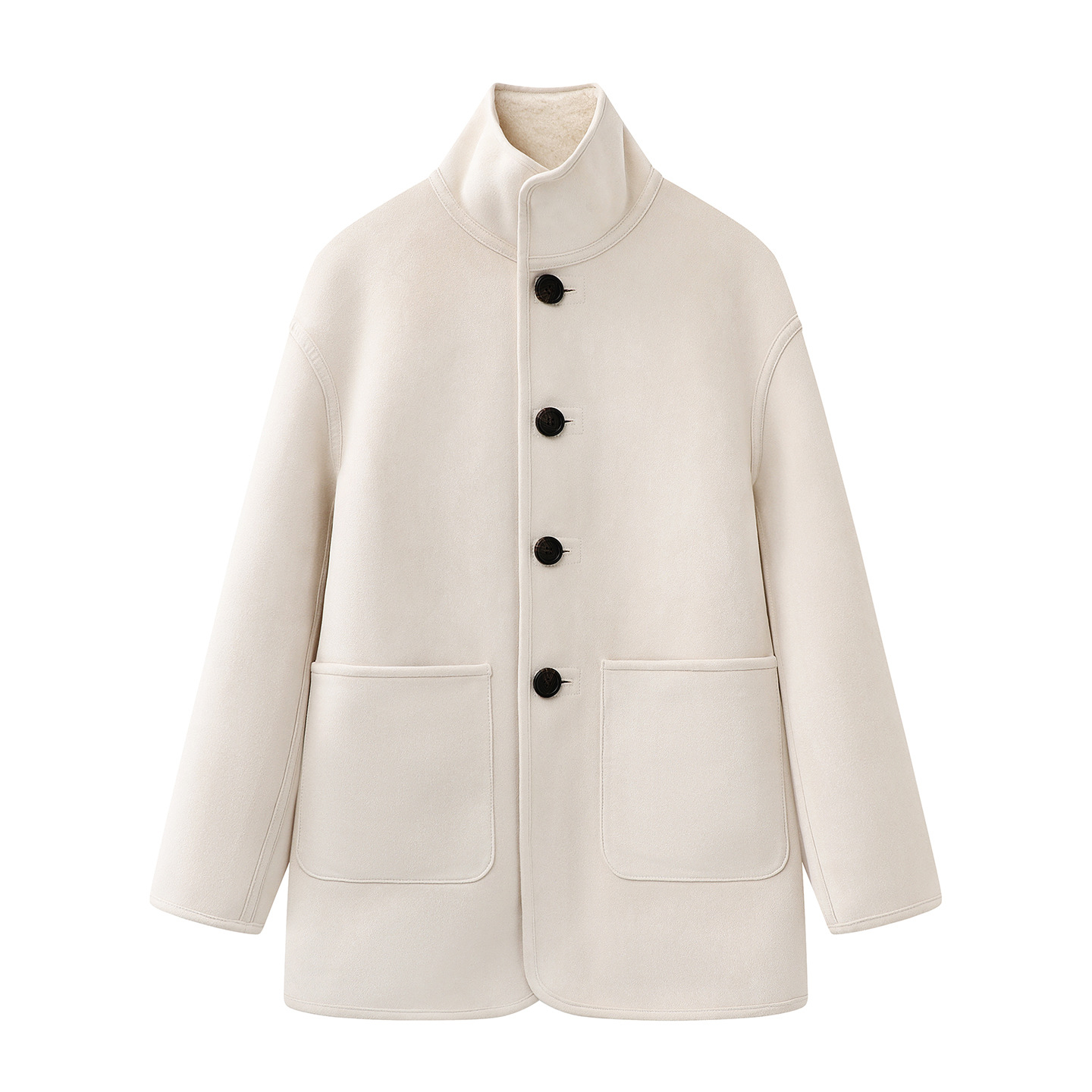 预2025冬新款女装通勤简约风宽松羊羔毛两面穿中长款外套