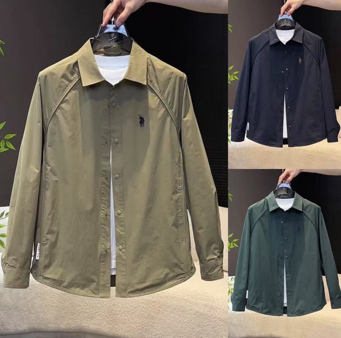 2025秋季新款男士刺绣翻领衬衫外套时尚潮流百搭青年气质夹克上衣