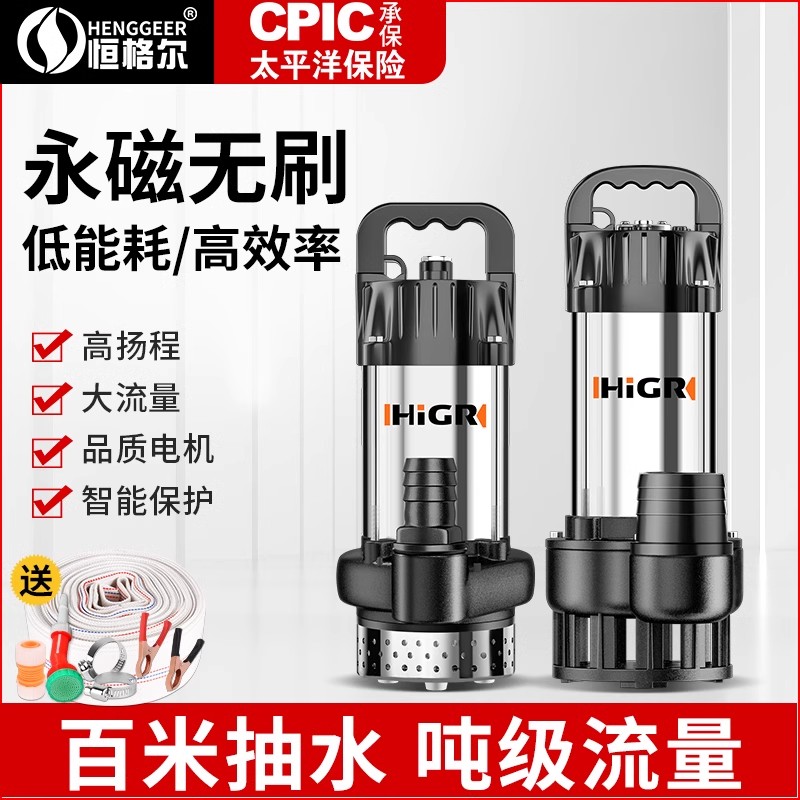 无刷直流潜水泵48V60V72V高扬程家用电瓶车抽水机农用大流量水泵