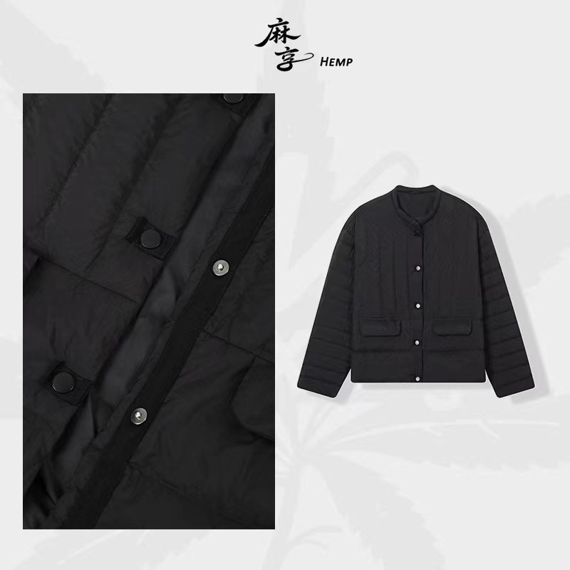 麻享【小立领羽绒服】短款单排扣羽绒外套女士保暖轻薄外套FSY51073